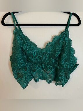 Plus 3XL Green Lace Cropped Bralette Top